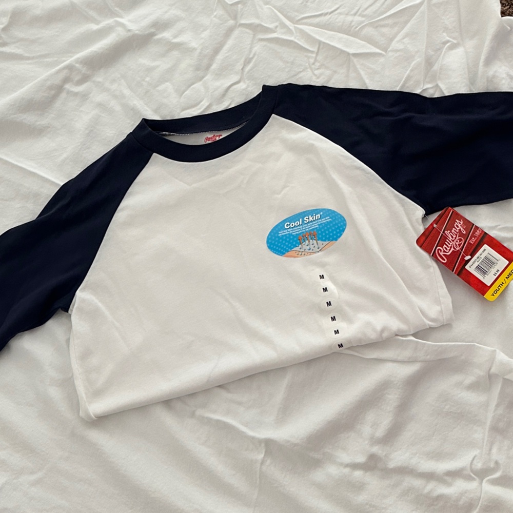 NWT - Kids size M White and navy baseball T-Shirt